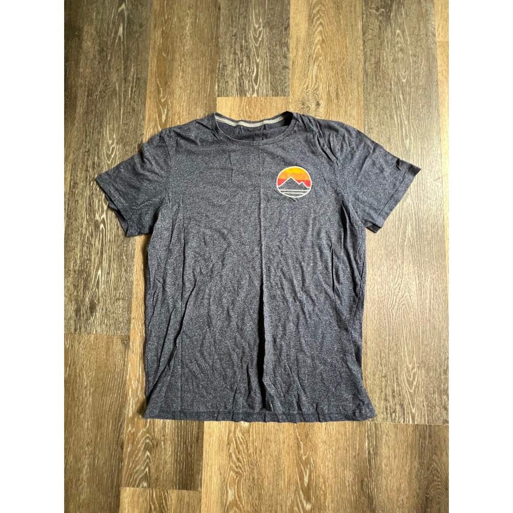 Old Navy T-Shirt Mens Large Navy Blue Mountain Sunset Graphic Soft Washed Tee